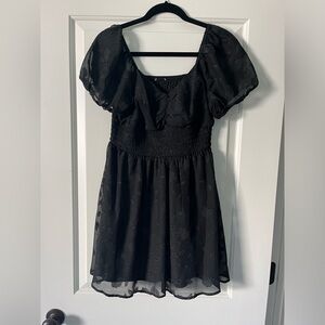 Black dress with flower pattern